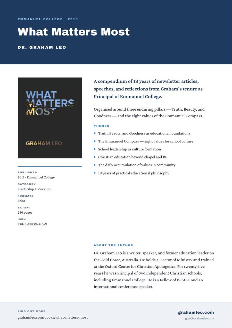 What Matters Most A4 promotional flyer